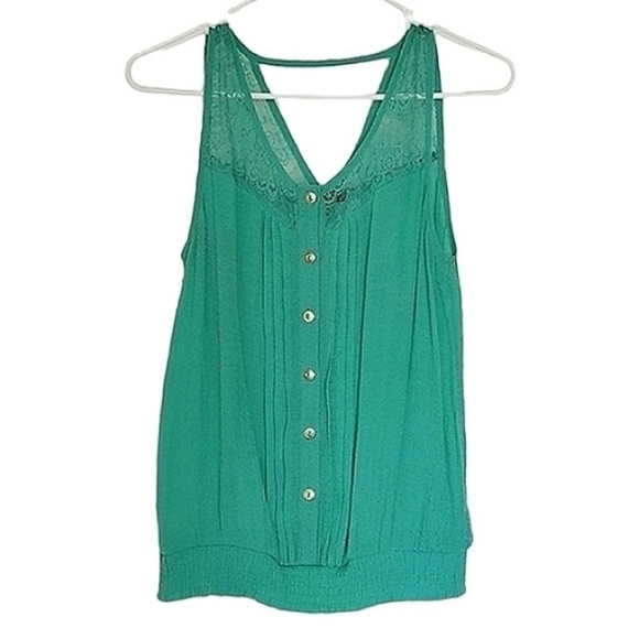 edge Tops - 🟢1253 * Edge Sleeveless Lace Top Green Size M